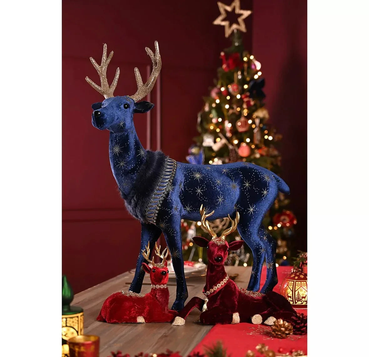 THE SEASONAL GIFT CO -  Regal Tidings Red Velvet Sitting Deer