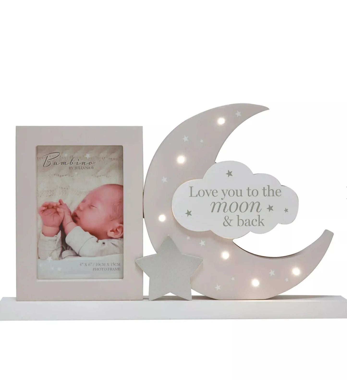 BAMBINO - LIGHT UP MANTEL PLAQUE FRAME "LOVE YOU TO THE MOON"