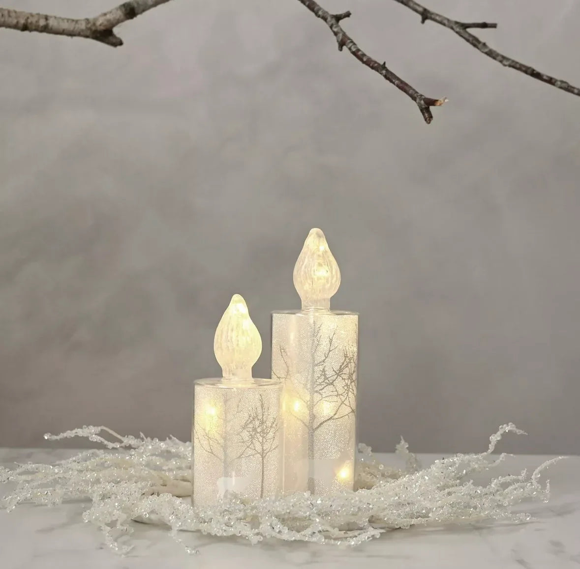 THE SEASONAL GIFT CO - Silver Forest LED Glass Candle Light
