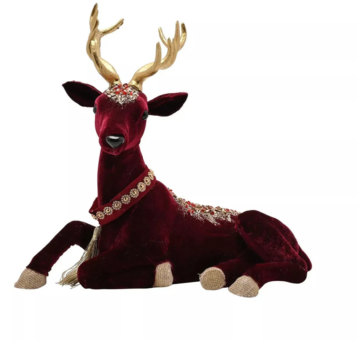 THE SEASONAL GIFT CO -  Regal Tidings Red Velvet Sitting Deer