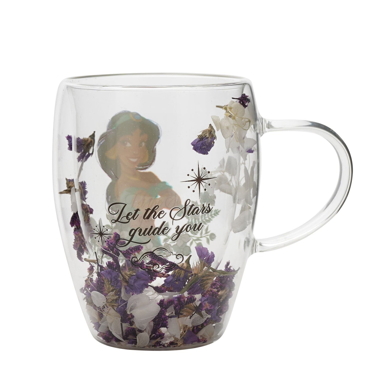 Disney Princess Jasmine Glass Mug with Dried Flowers