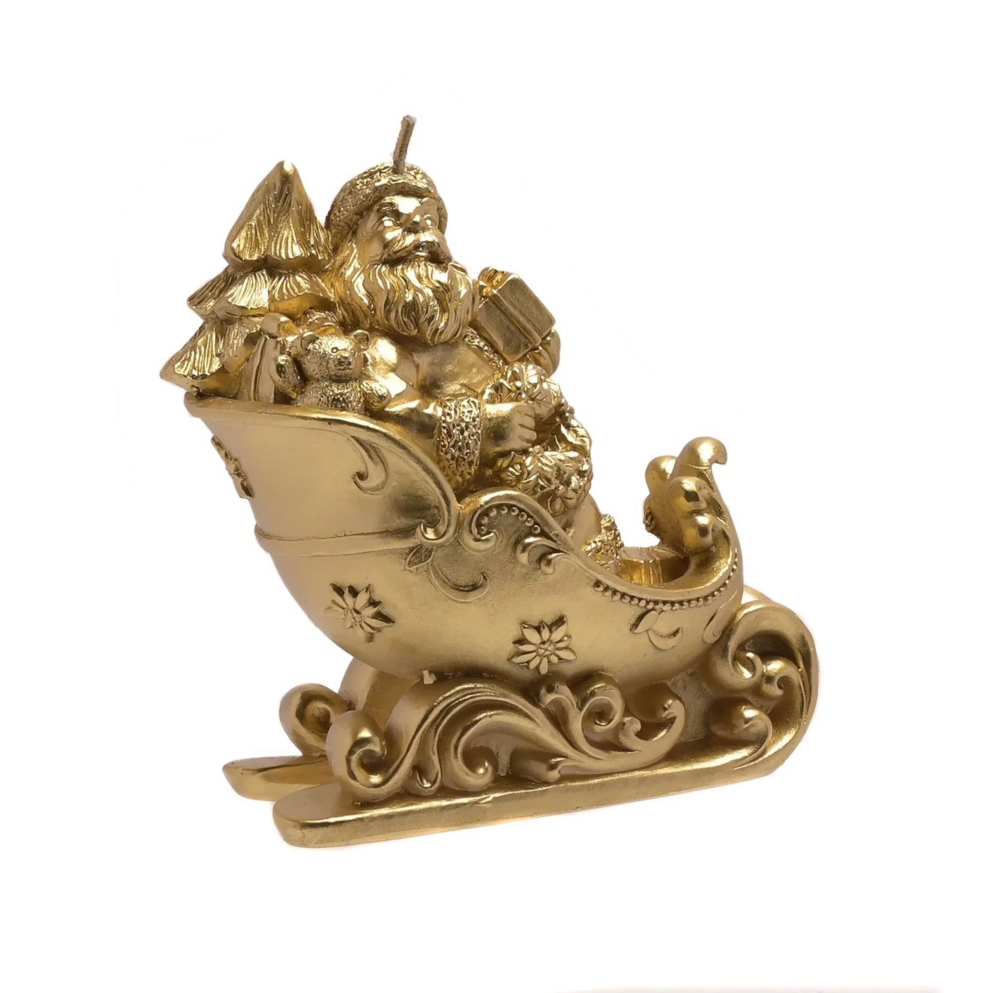 THE SEASONAL GIFT CO - Gold Santa On Sleigh Candle