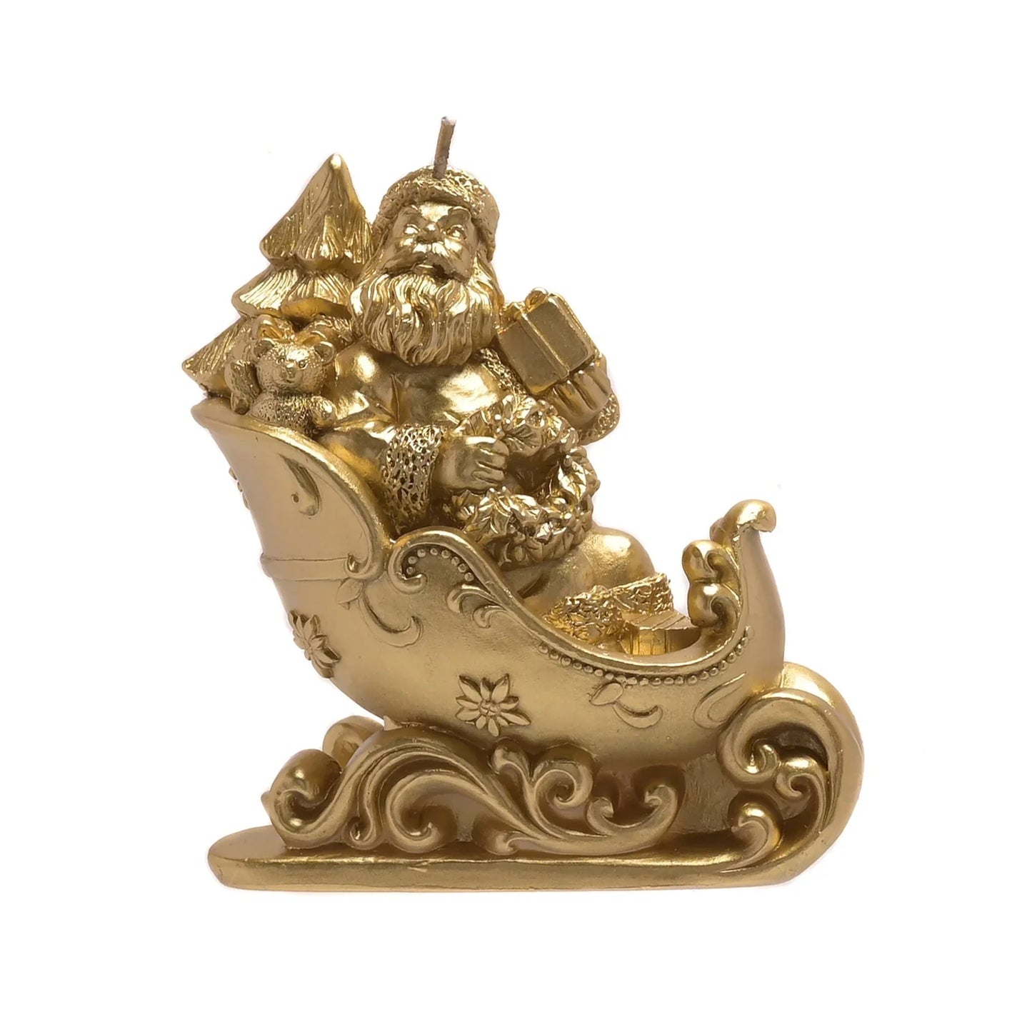 THE SEASONAL GIFT CO - Gold Santa On Sleigh Candle