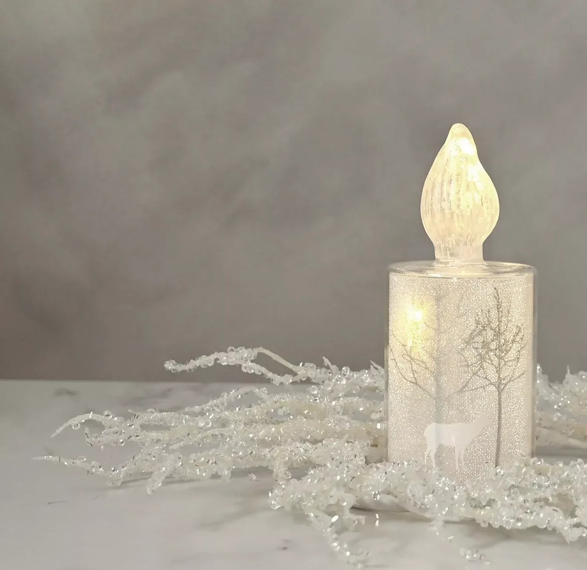 THE SEASONAL GIFT CO - Silver Forest LED Glass Candle Light