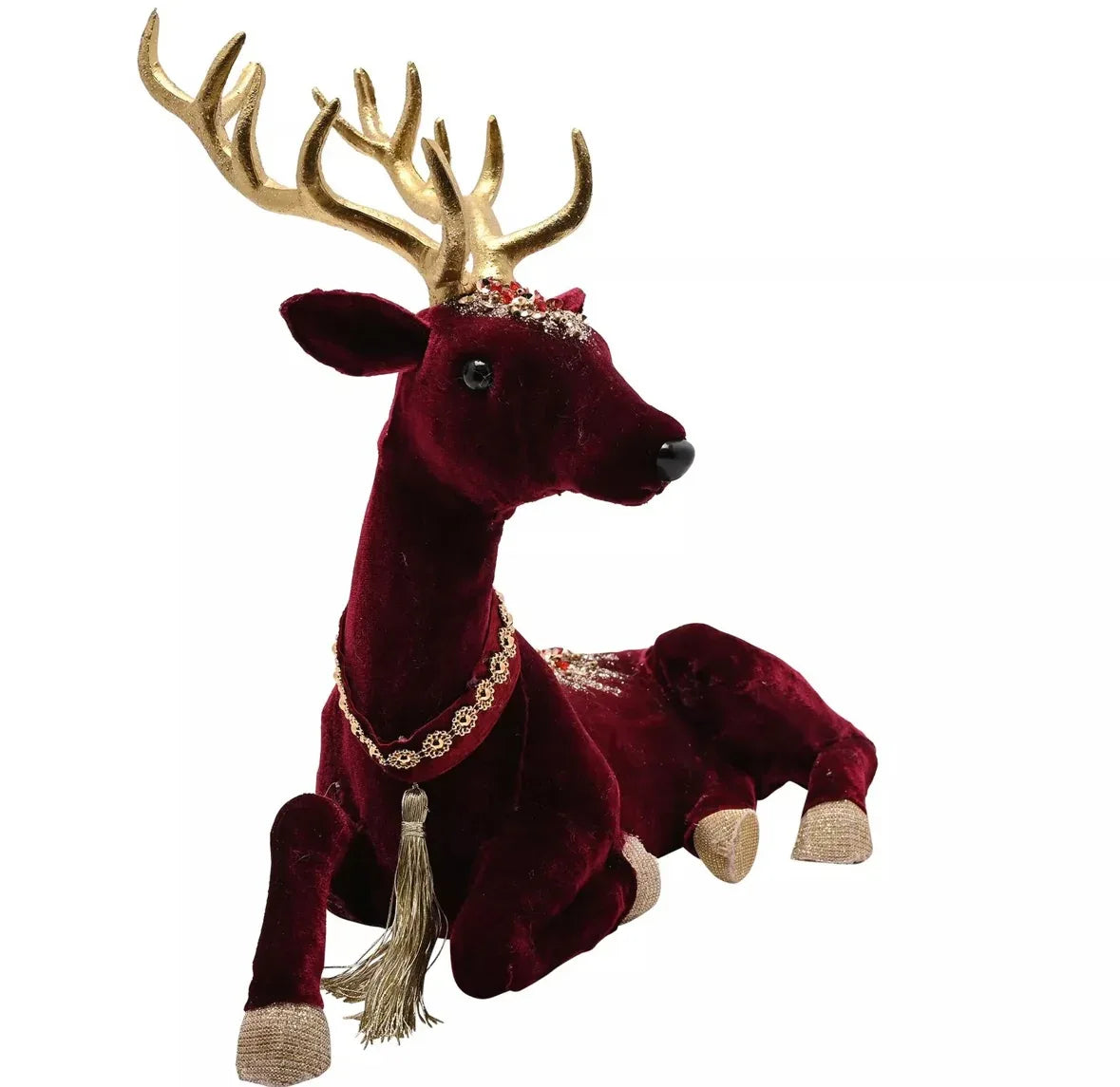 THE SEASONAL GIFT CO -  Regal Tidings Red Velvet Sitting Deer