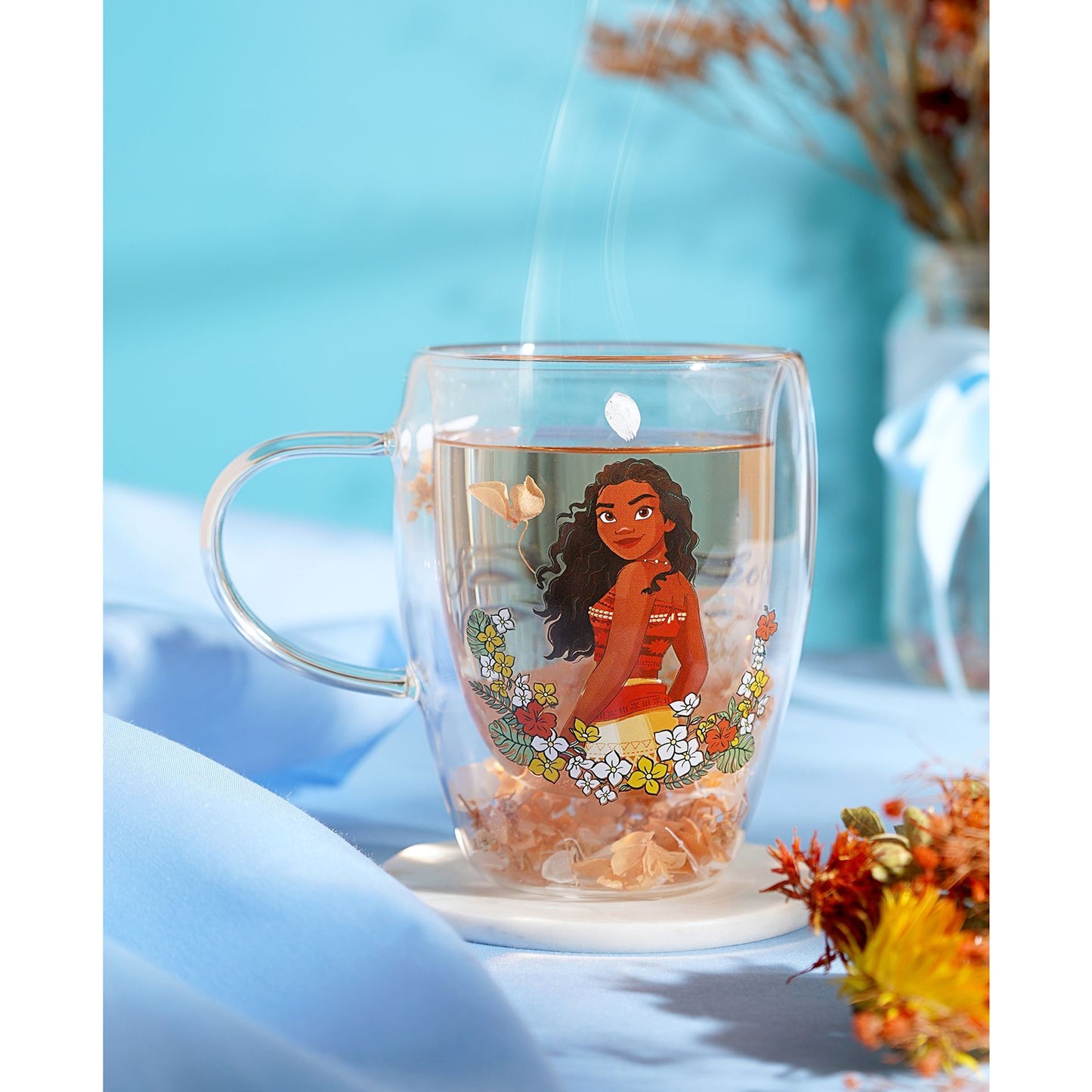 Disney Princess - Moana Glass Mug With Dried Flowers