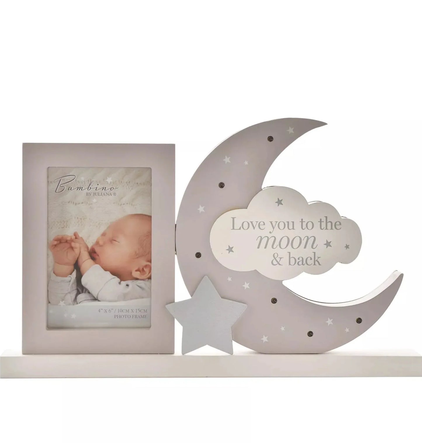 BAMBINO - LIGHT UP MANTEL PLAQUE FRAME "LOVE YOU TO THE MOON"
