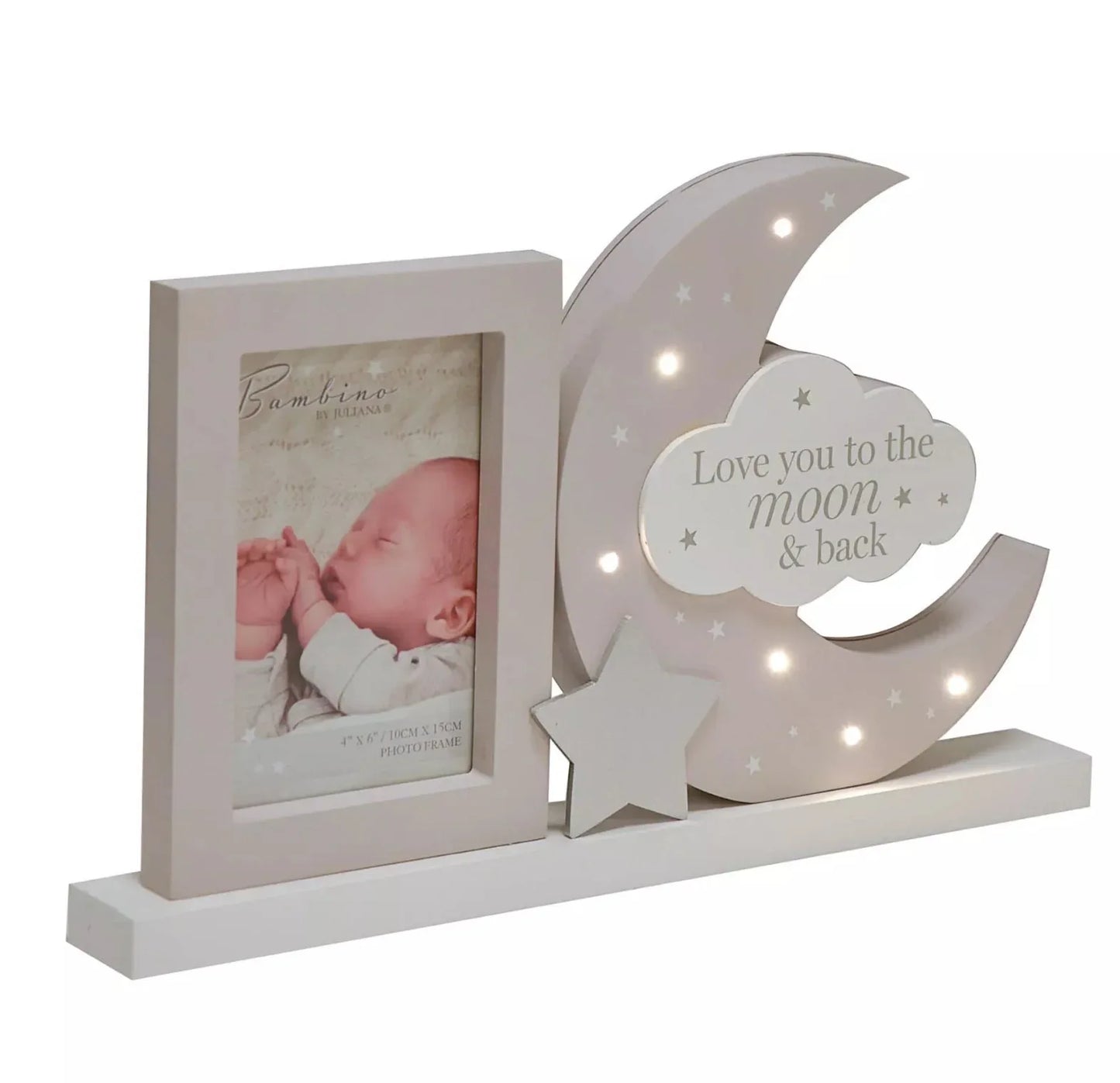BAMBINO - LIGHT UP MANTEL PLAQUE FRAME "LOVE YOU TO THE MOON"