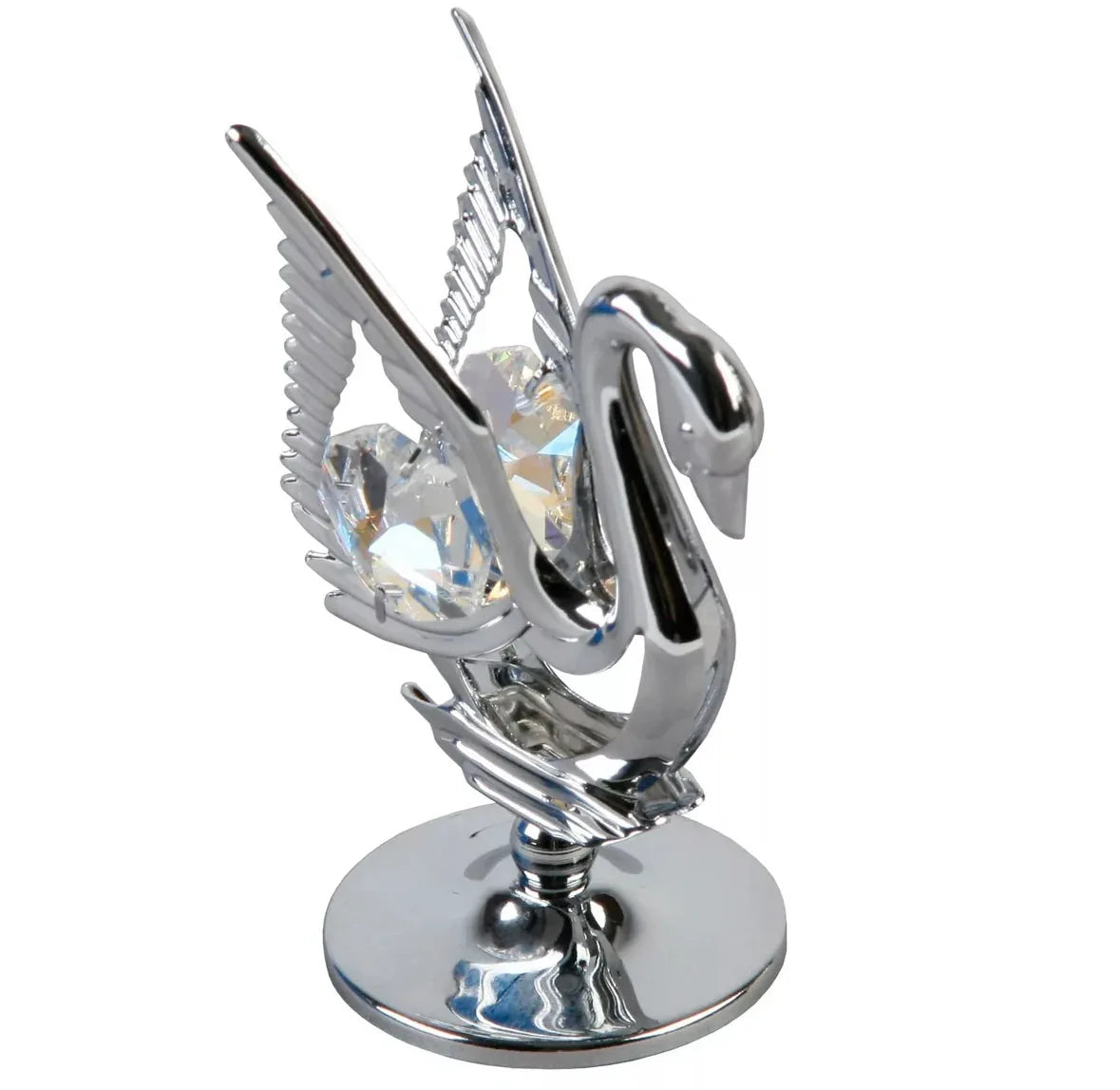 CRYSTOCRAFT - Chrome Plated Swan Ornament with Crystal