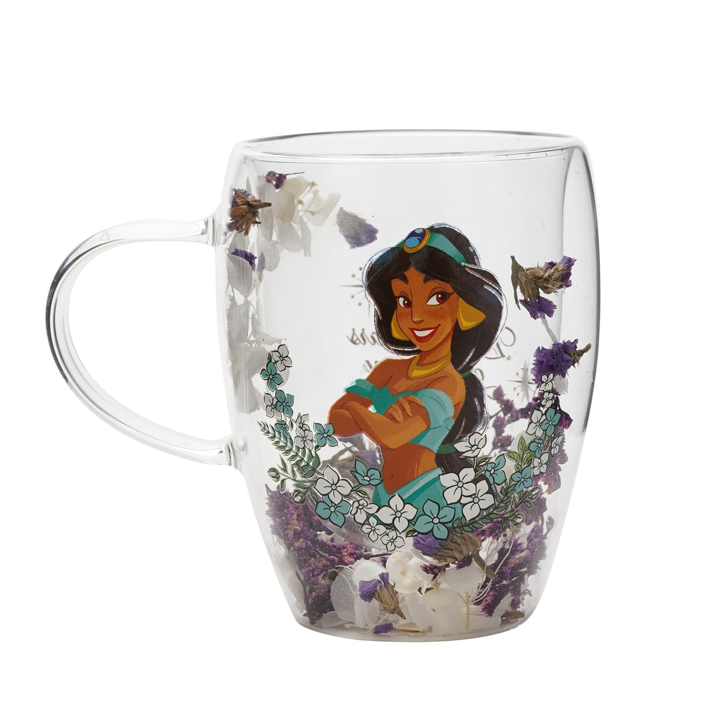 Disney Princess Jasmine Glass Mug with Dried Flowers