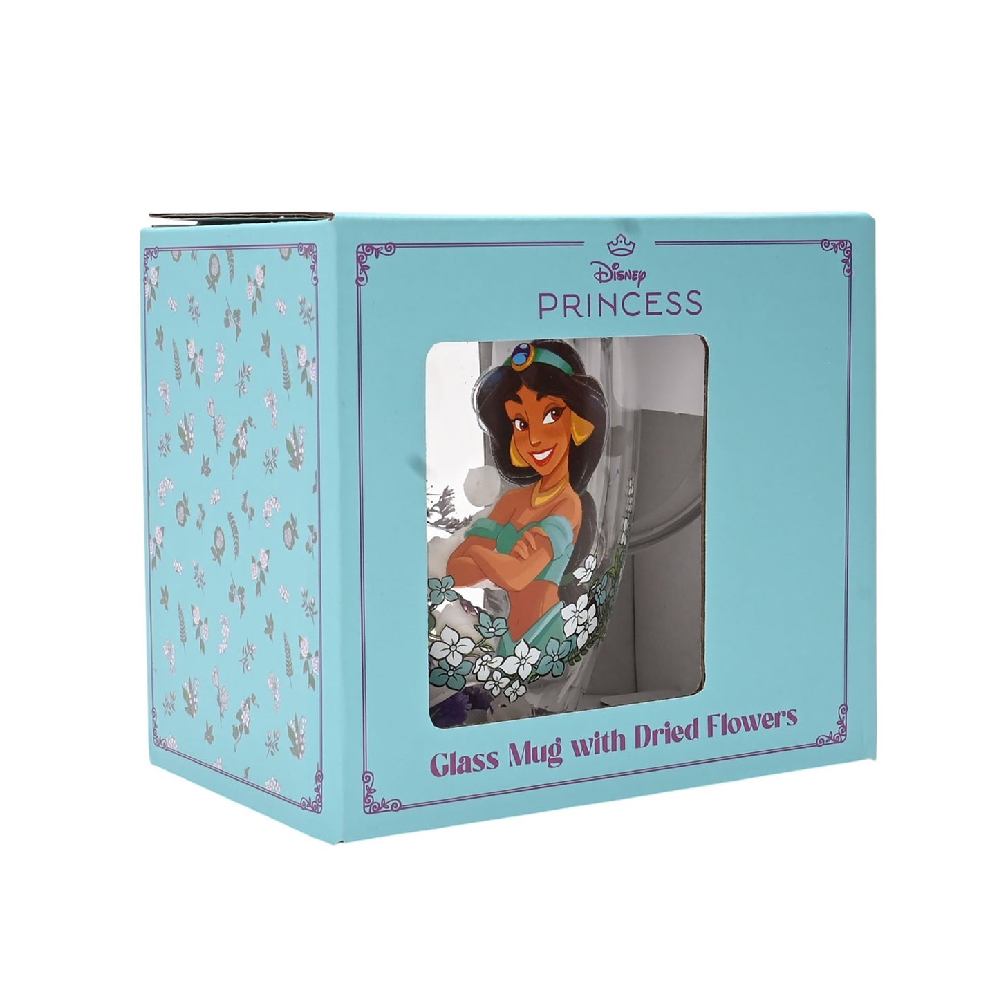 Disney Princess Jasmine Glass Mug with Dried Flowers