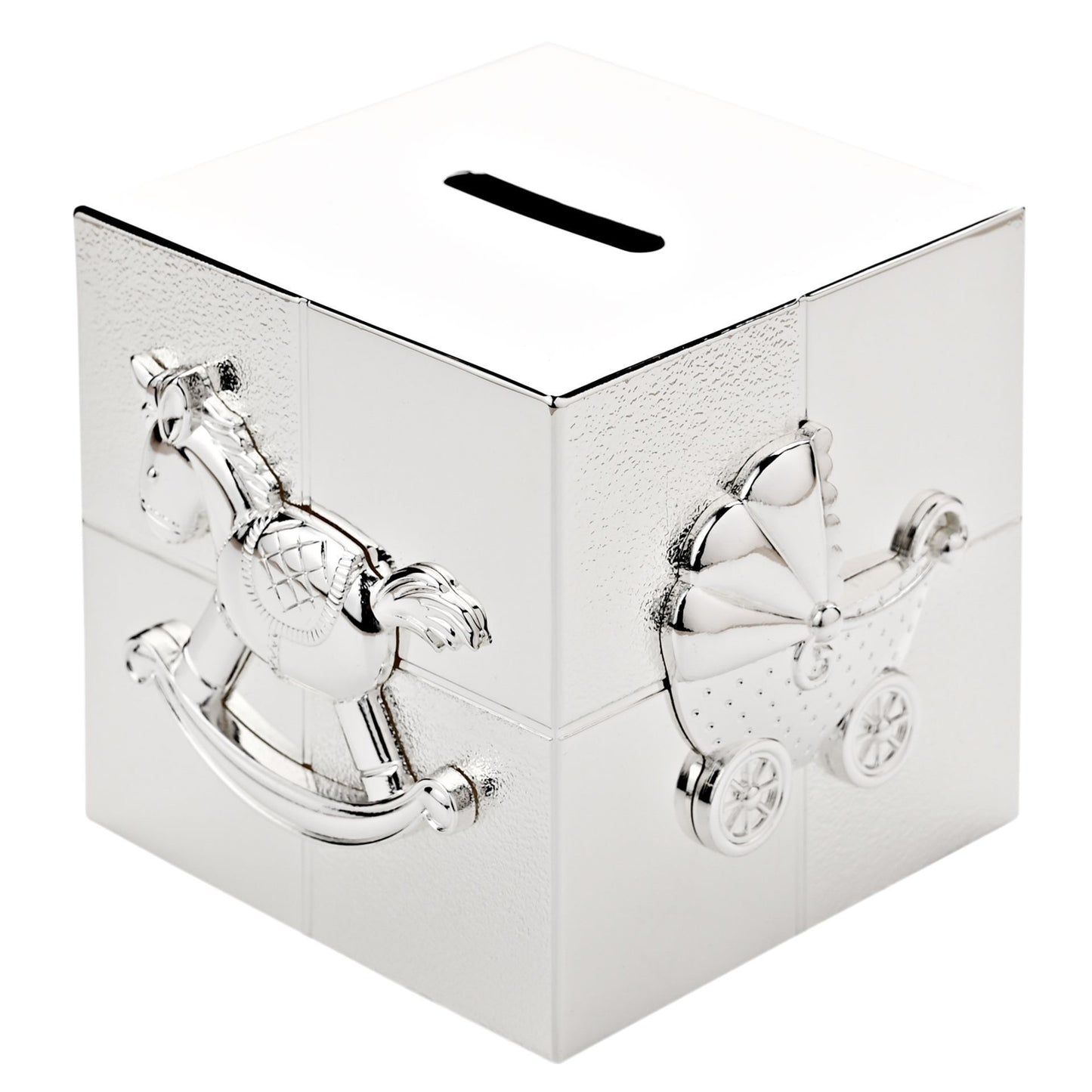 BAMBINO SILVERPLATED MONEY BOX - CUBE
