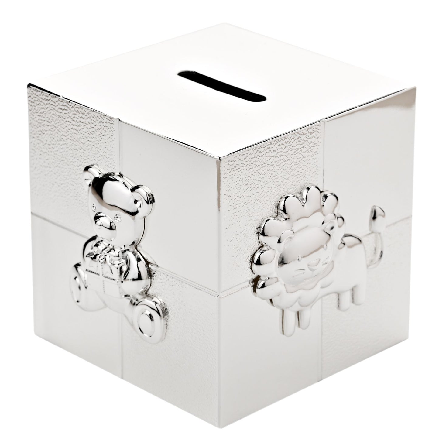 BAMBINO SILVERPLATED MONEY BOX - CUBE